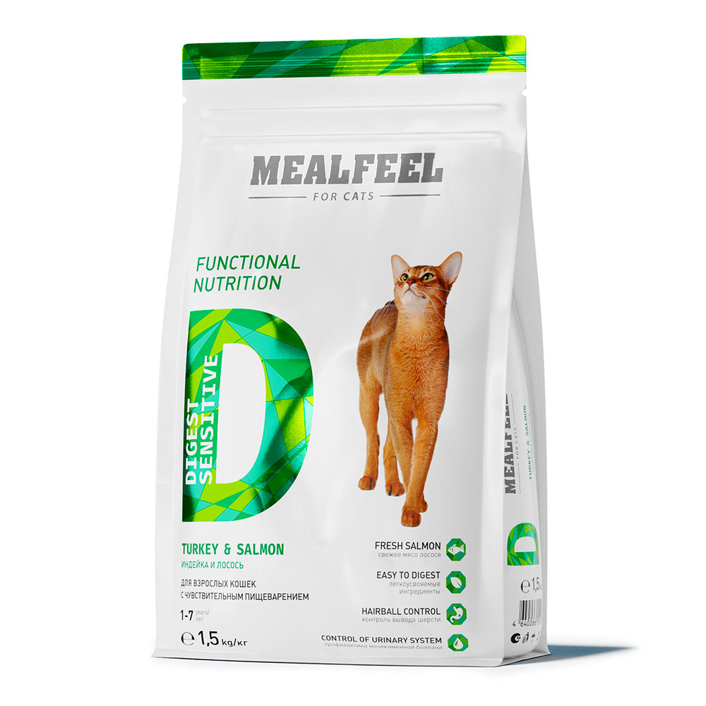 MEALFEEL сухой корм для взрослых кошек с чувствительным пищеварением