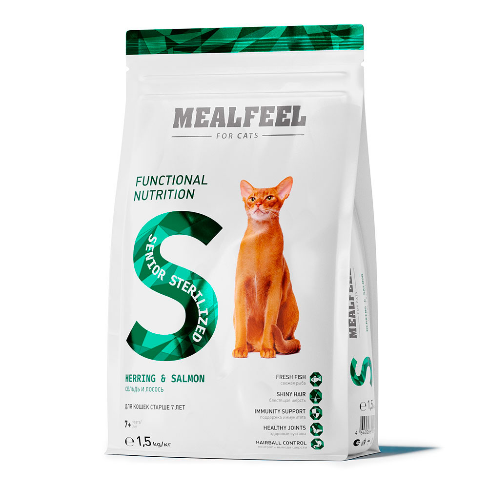 MEALFEEL Корм сухой для стерилизованных кошек старше 7 лет